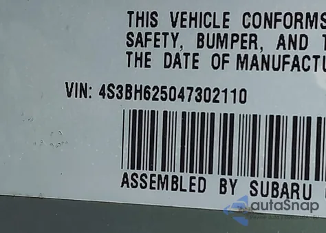 2004 Subaru Legacy L/L W/35Th Anniversary Edition from USA, damaged, VIN 4S3BH625047302110